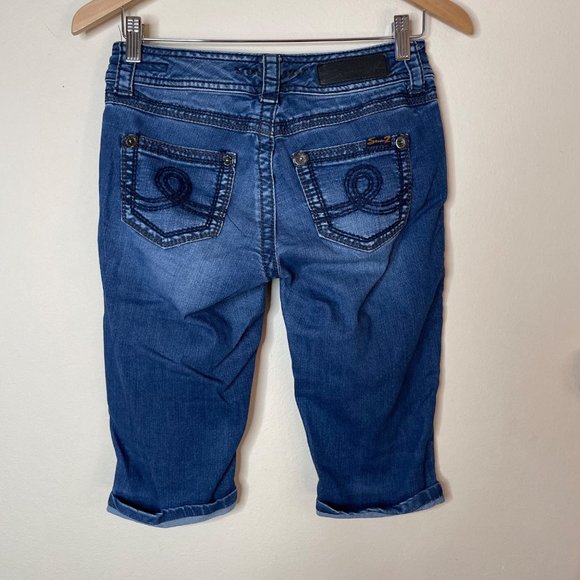 Seven7 Womens Low Cut Boot Cut Long Denim Shorts Size 2 - Picture 5 of 12